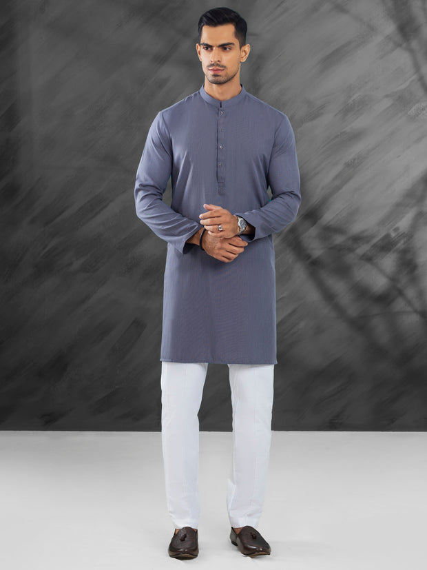 Grey Blended Kurta - AL-K-1215