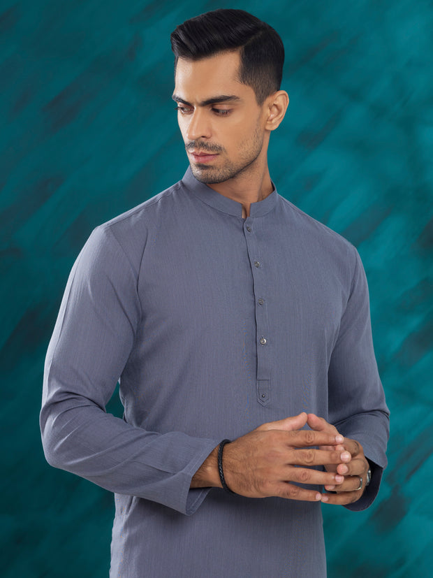 Grey Blended Kurta - AL-K-1215