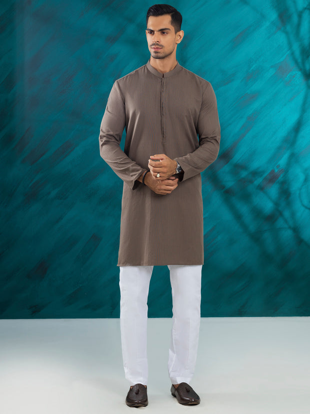 Brown Blended Kurta - AL-K-1216