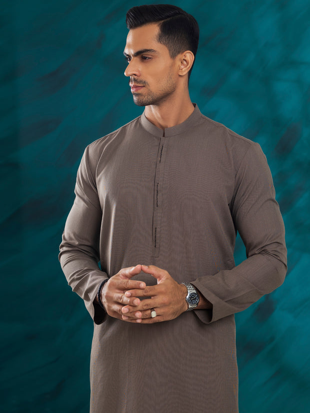 Brown Blended Kurta - AL-K-1216