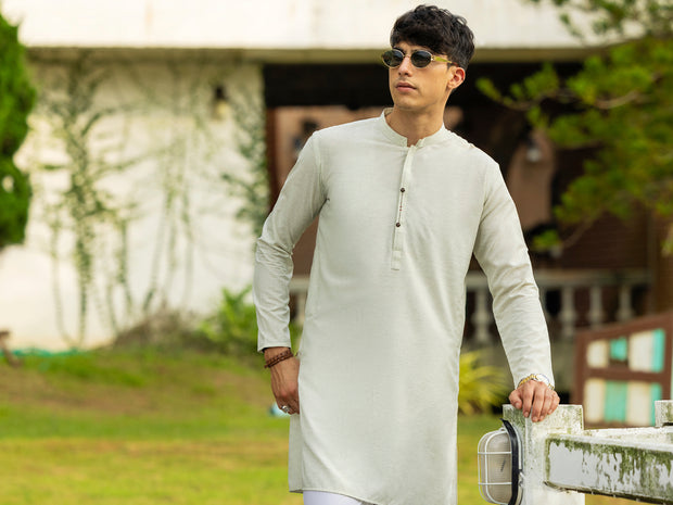 Cream Blended Kurta - AL-K-1220