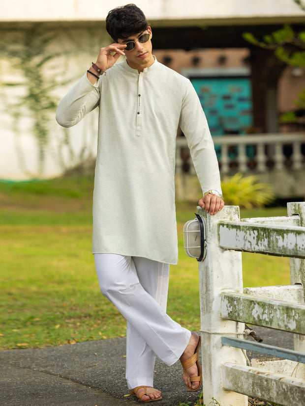 Cream Blended Kurta - AL-K-1220