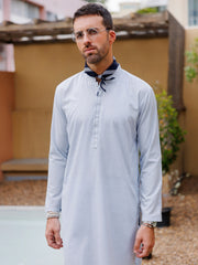 Sky Blue Blended Kurta - AL-K-1221