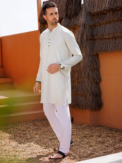 Cream Blended Kurta - AL-K-1223