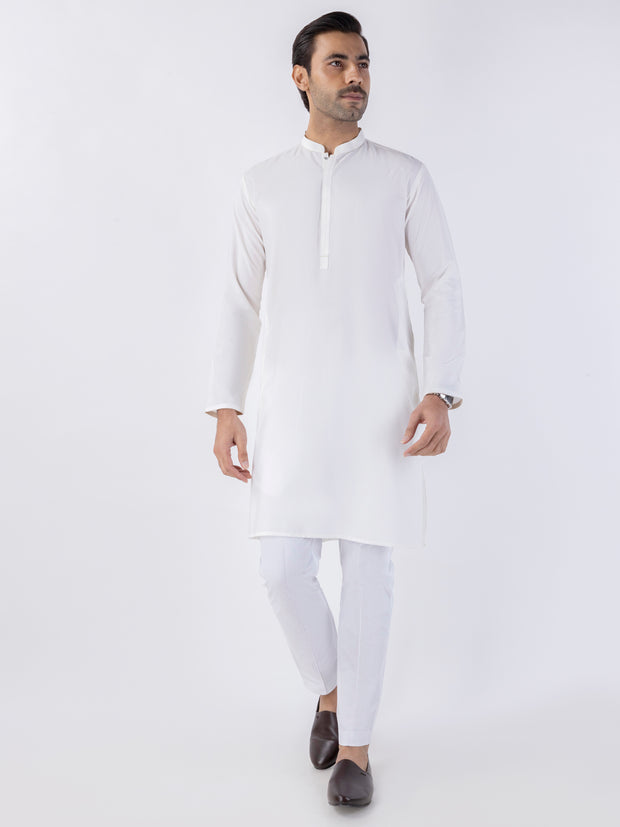 White Blended Kurta - AL-K-1224