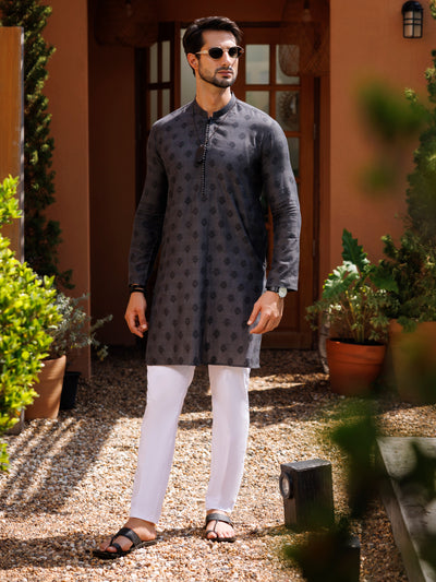 Charcoal Cotton Kurta - AL-K-1232