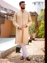 Beige Cotton Kurta - AL-K-1235C