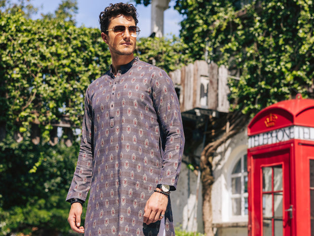 Grey Cotton Kurta - AL-K-1236B