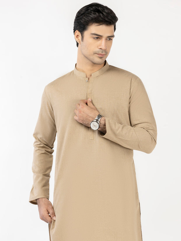 Fawn Blended Kurta - AL-K-1241