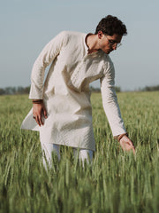 Cream Cotton Kurta - AL-K-1255C