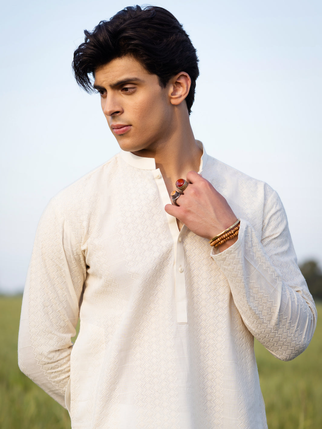 Cream Cotton Kurta - AL-K-1255A