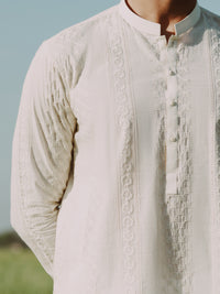 Cream Cotton Kurta - AL-K-1255C