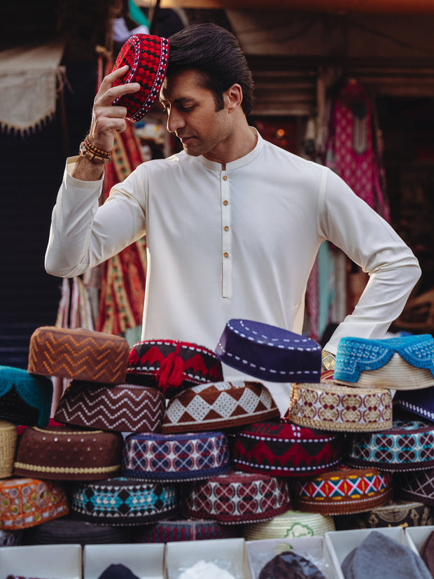 Off White Blended Kurta - AL-K-1259