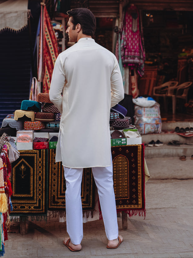 Off White Blended Kurta - AL-K-1259