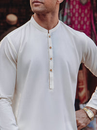 Off White Blended Kurta - AL-K-1259