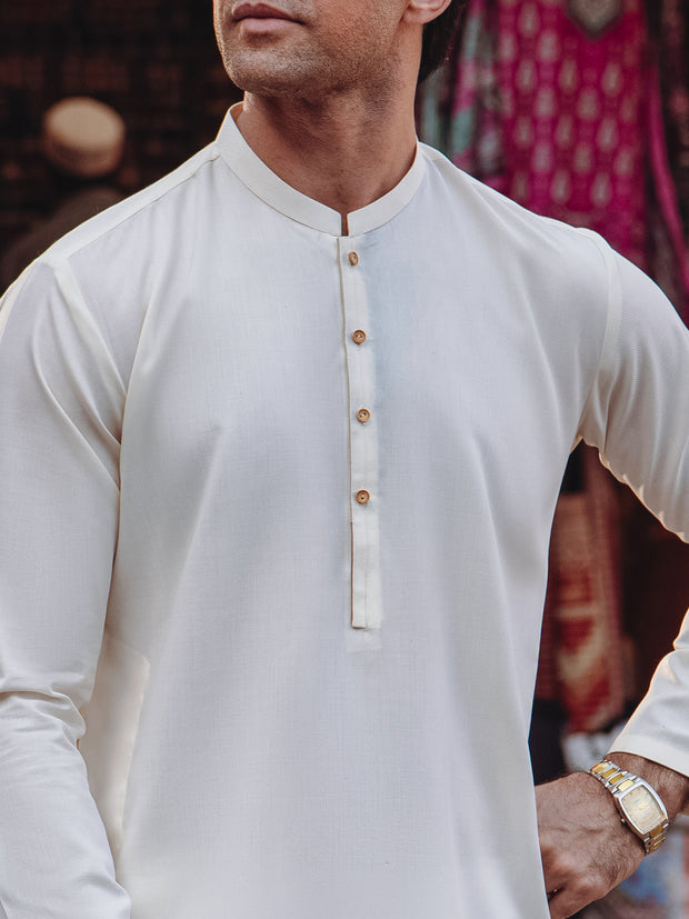 Off White Blended Kurta - AL-K-1259