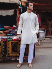 Off White Blended Kurta - AL-K-1259