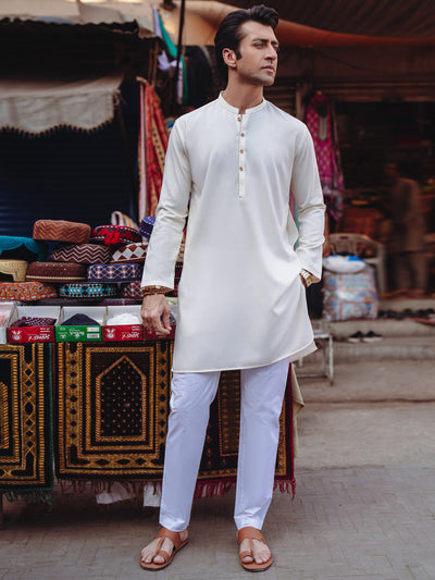 Off White Blended Kurta - AL-K-1259