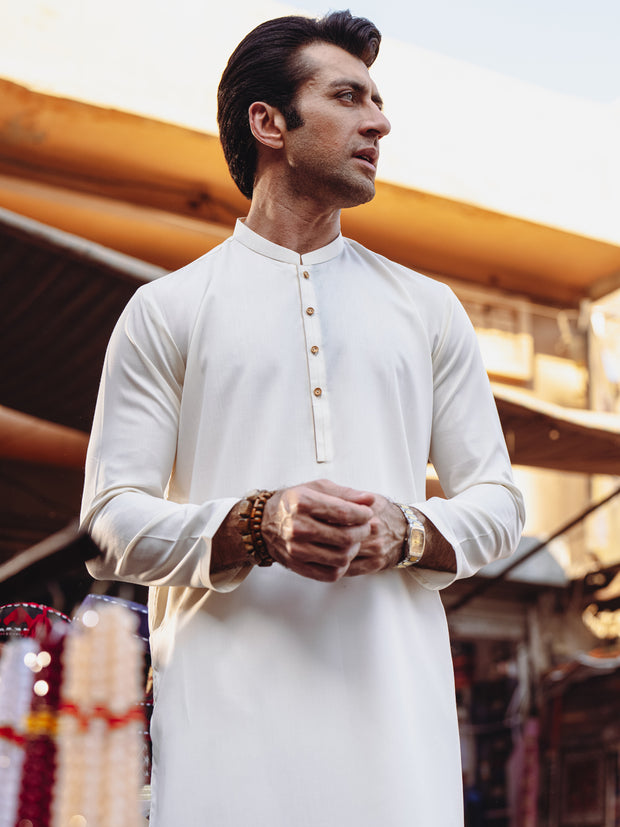 Off White Blended Kurta - AL-K-1259