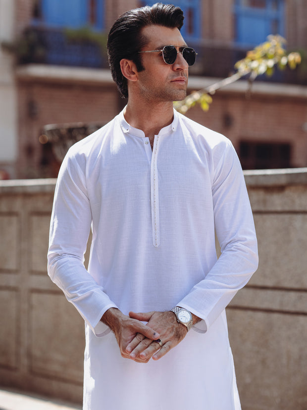 White Cotton Kurta - AL-K-1264A