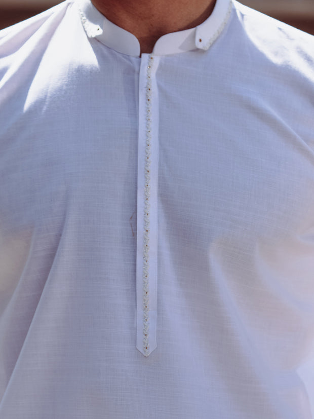 White Cotton Kurta - AL-K-1264A