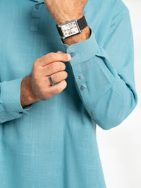 Blue Cotton Semi-Formal Kurta - AL-K-1293