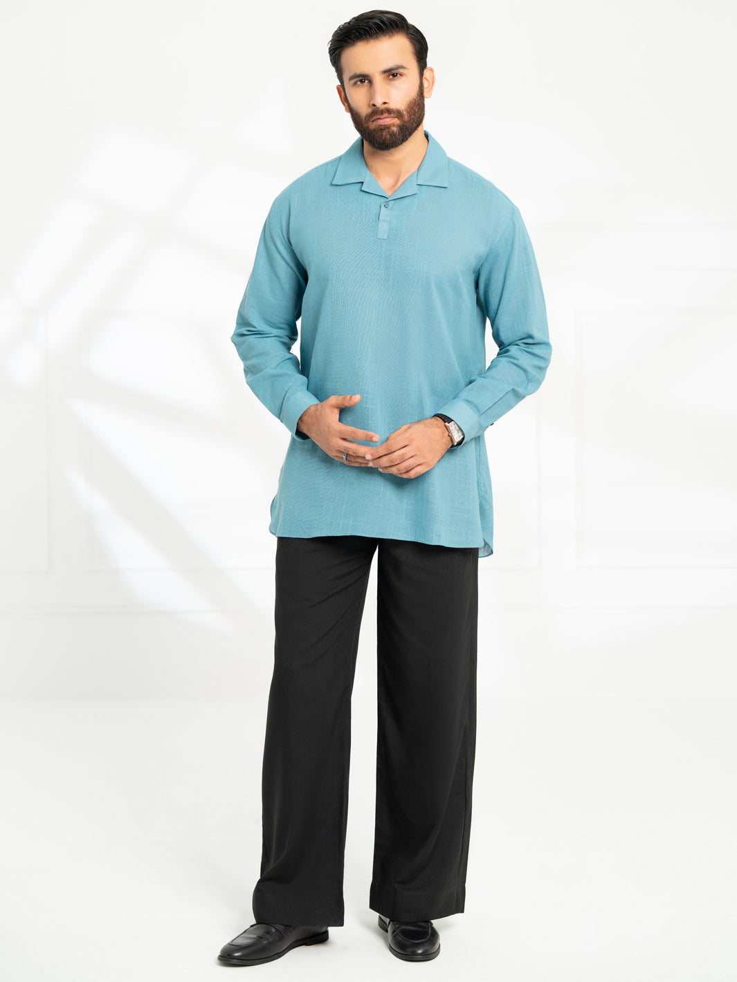 Blue Cotton Semi-Formal Kurta - AL-K-1293