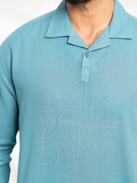 Blue Cotton Semi-Formal Kurta - AL-K-1293