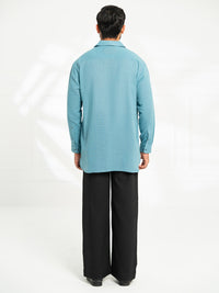 Blue Cotton Semi-Formal Kurta - AL-K-1293