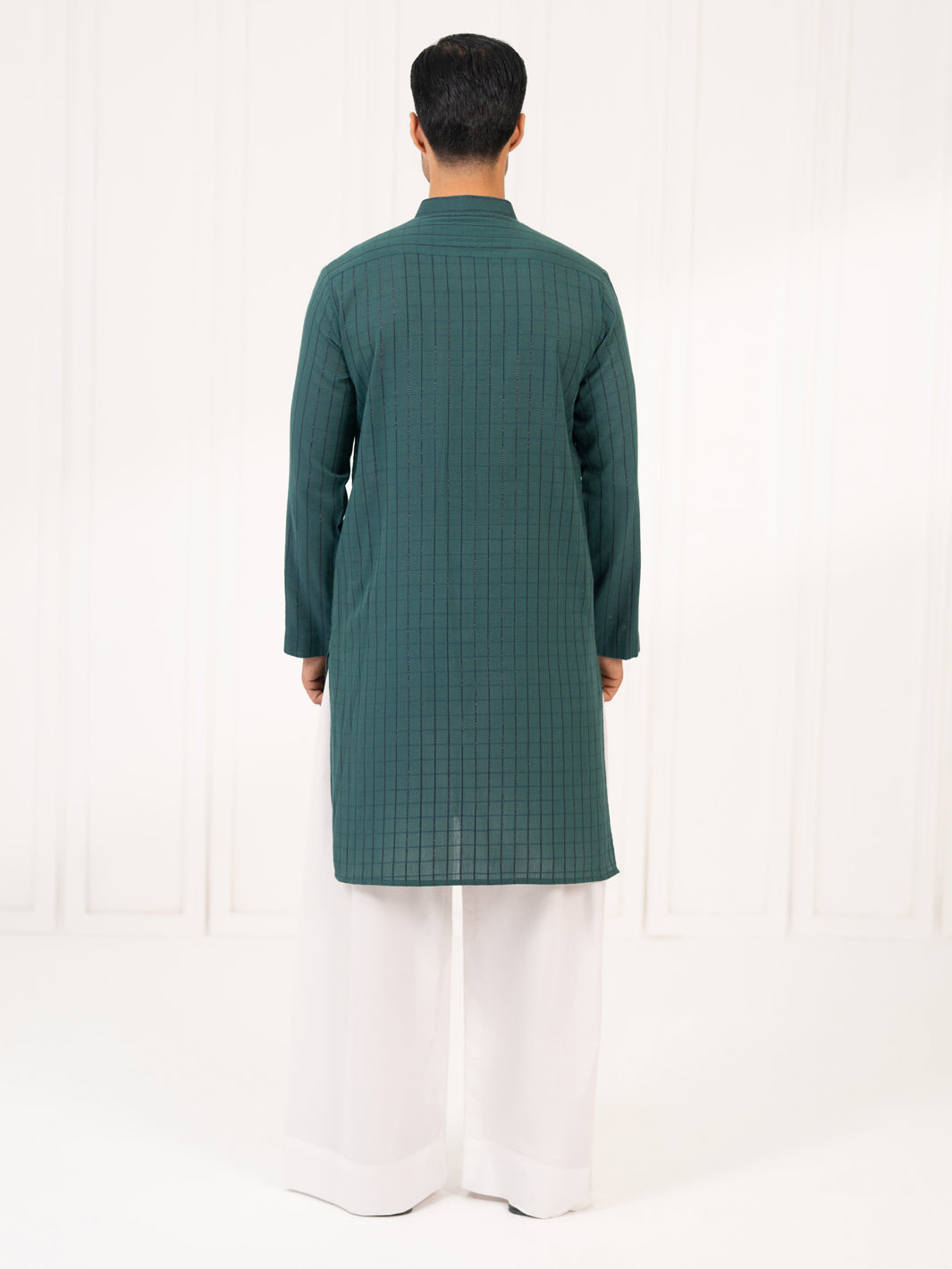 Green Jacquard Kurta - AL-K-1335