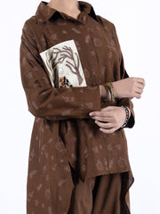 Dark Brown Cambric Kurti - ALT-LK-1098