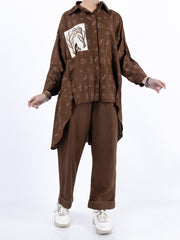 Dark Brown Cambric Kurti - ALT-LK-1098 - Almirah Online