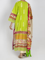 Lime Green Printed 3 Piece Unstitched - ALP-3PS-1483