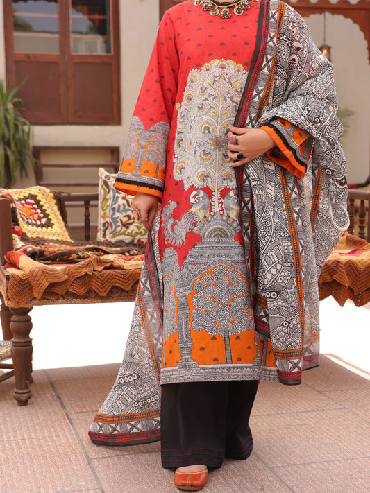 Red Lawn 3Pc Unstitched - ALP-3PS-1611