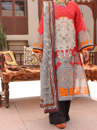 Red Lawn 3Pc Unstitched - ALP-3PS-1611