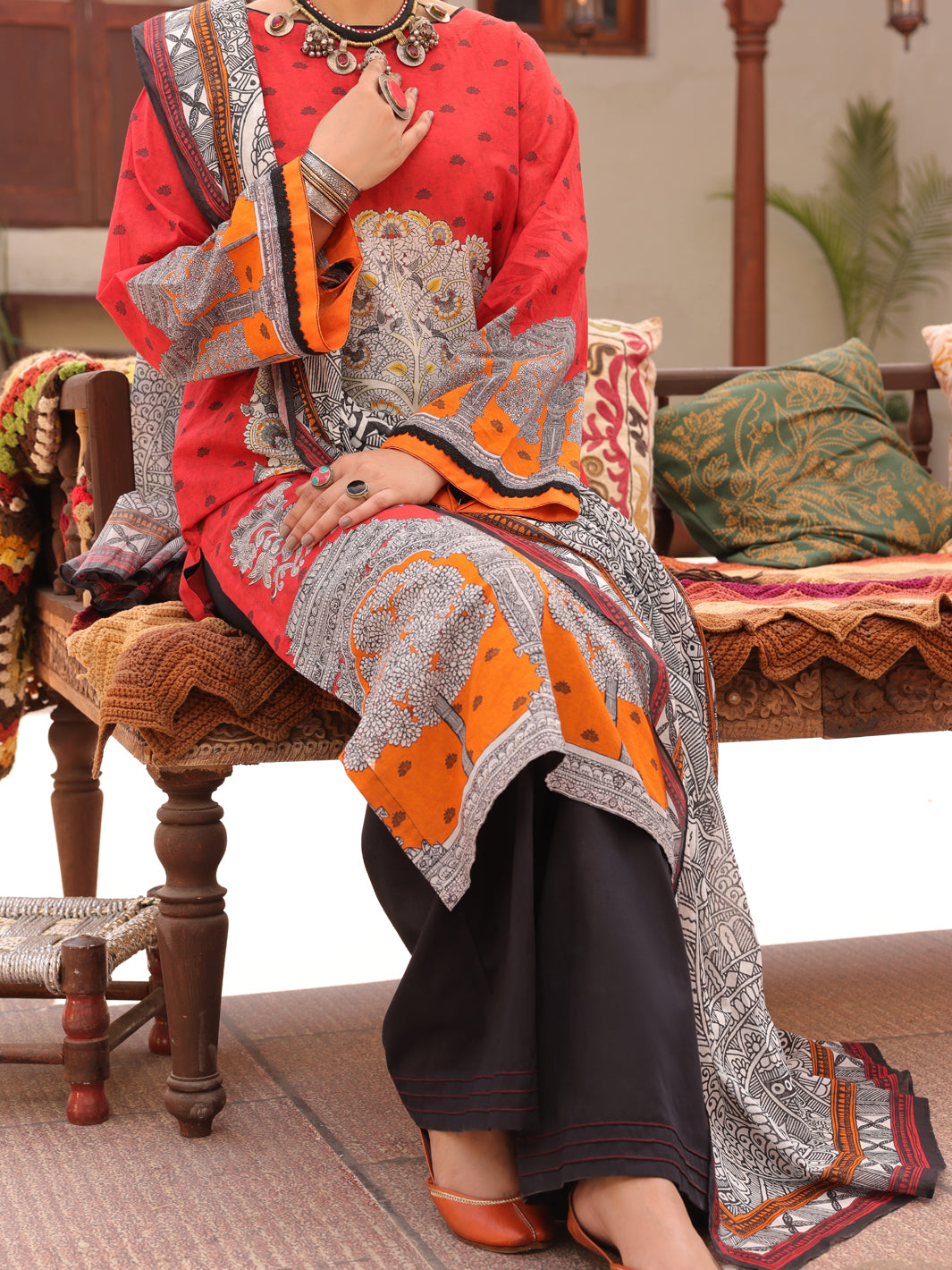 Red Lawn 3Pc Unstitched - ALP-3PS-1611