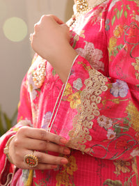 Fuchsia Poly Slub 3 Piece Unstitched - ALP-3PS-1613