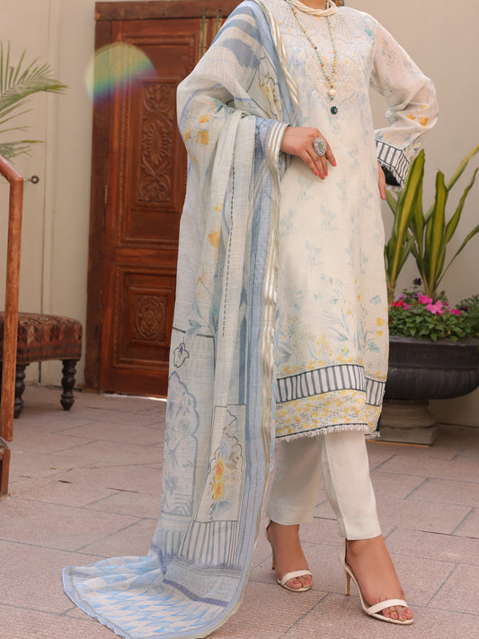 Sky Blue Salsa Silk 3Pc Stitched - ALP-3PS-1619