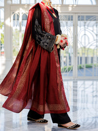 Black Poly-Cotton 3Pc Unstitched - ALP-3PS-1620