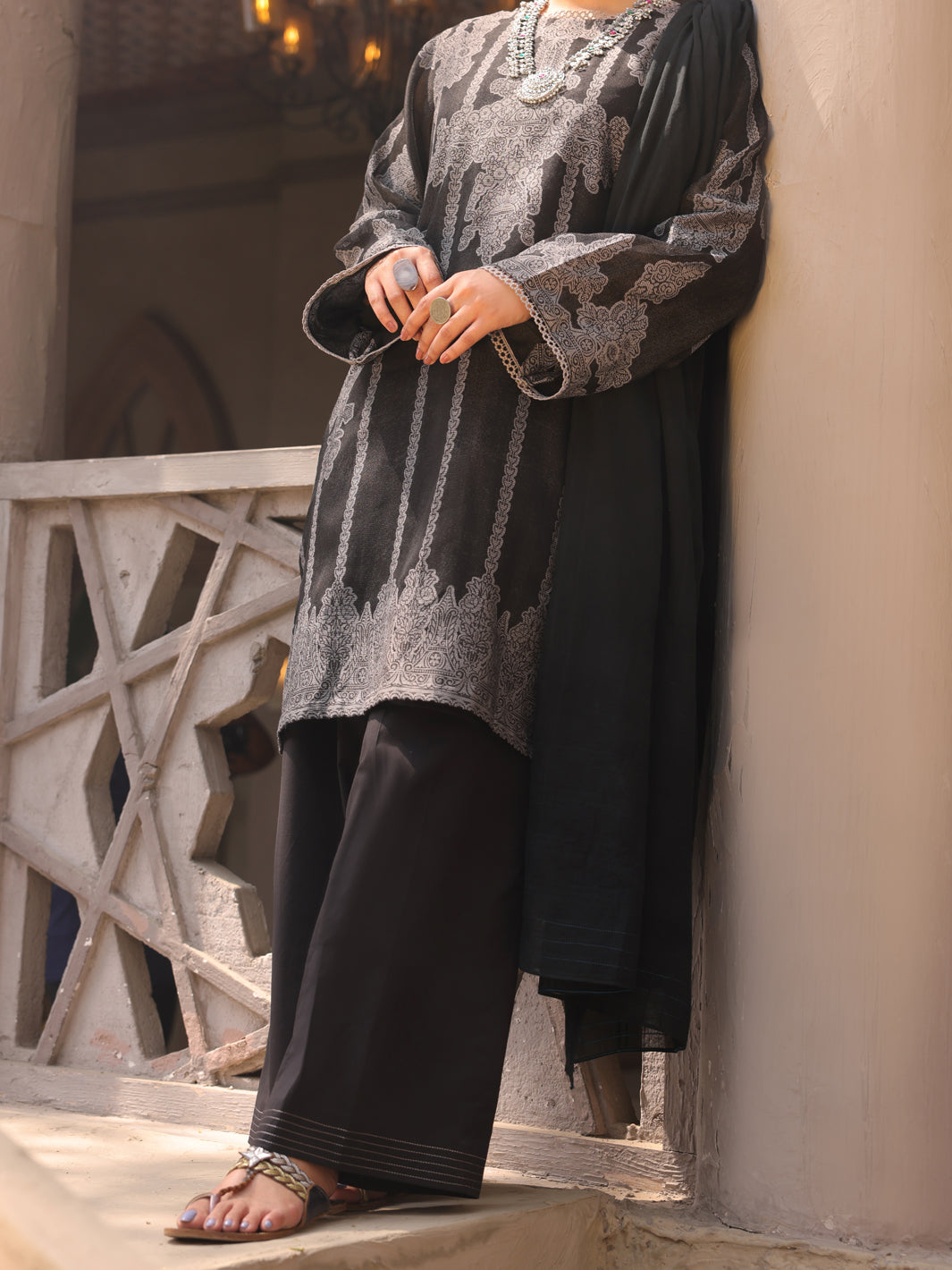 Black Khaddi 3Pc Stitched - ALP-3PS-1630