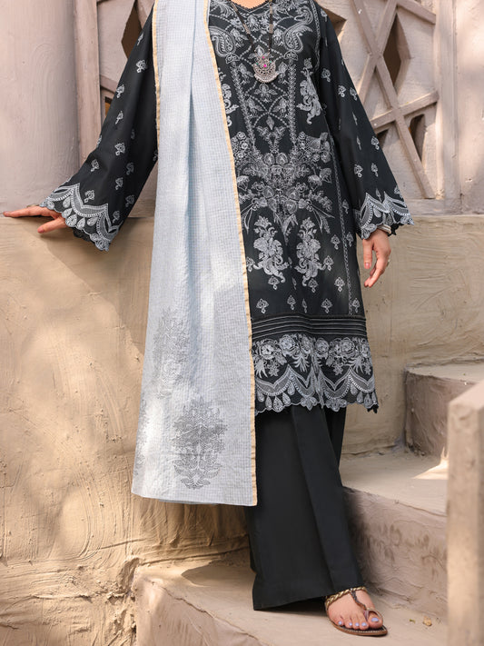 Black Cambric 3Pc Unstitched - ALP-3PS-1631