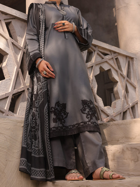 Dark Grey Cambric 3Pc Unstitched - ALP-3PS-1632