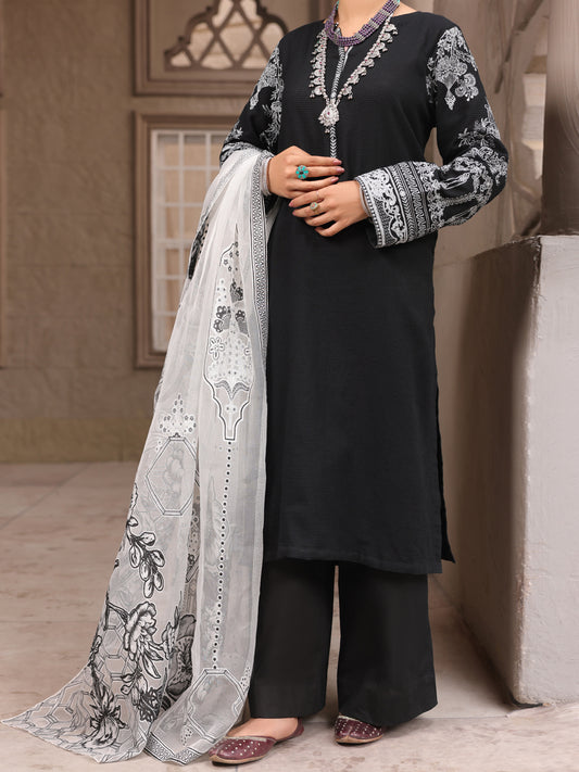 Black Dobby 3 Piece Unstitched - ALP-3PS-1635