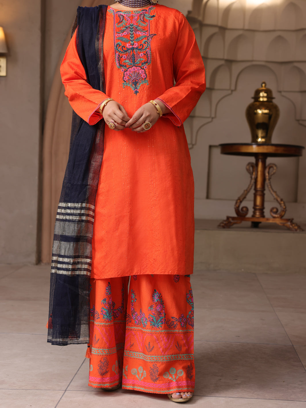 Orange Dyed Sequence 3Pc Stitched - ALP-3PS-1643
