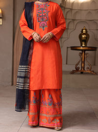 Orange Dyed Sequence 3Pc Unstitched - ALP-3PS-1643