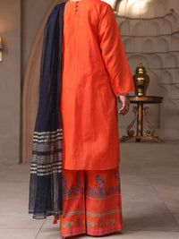 Orange Dyed Sequence 3Pc Unstitched - ALP-3PS-1643