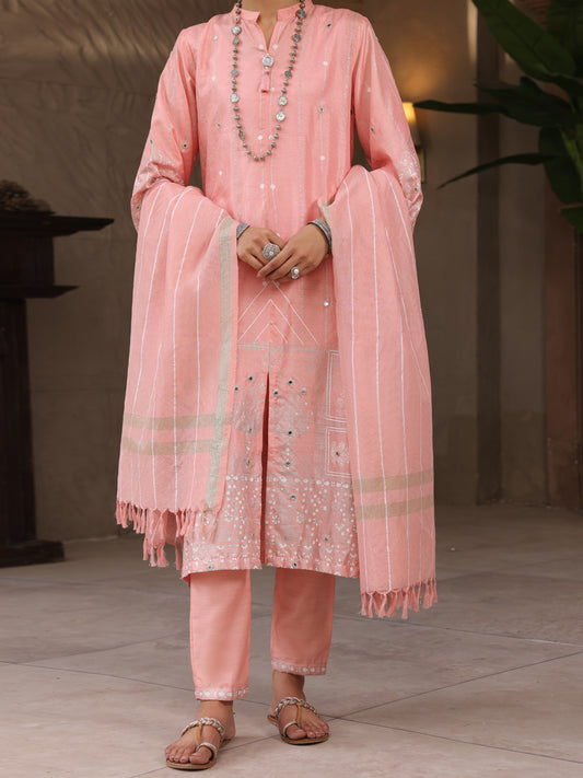 Light Pink Dola Silk 3 Piece Stitched - ALP-3PS-1648