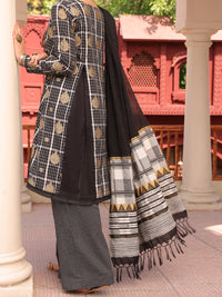 Black Yarn Dyed Jacquard 3Pc Unstitched - ALP-3PS-1650