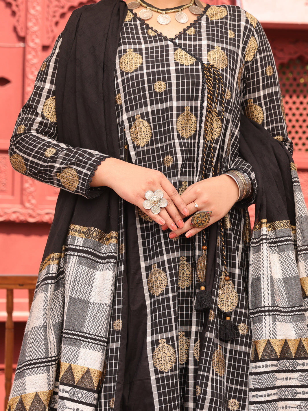 Black Yarn Dyed Jacquard 3Pc Unstitched - ALP-3PS-1650