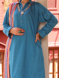 Blue Yarn Dyed 3 Piece Stitched - ALP-3PS-1653